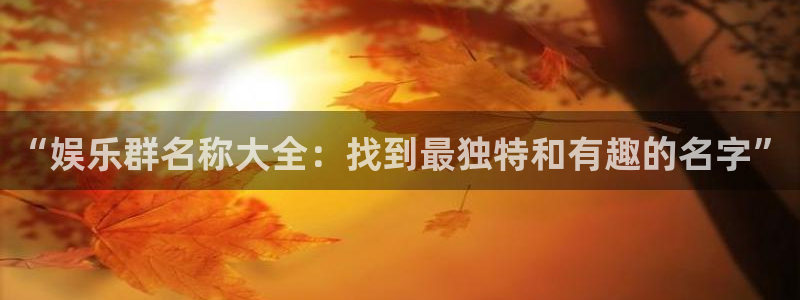 益达娱乐app下载地址：“娱乐群名称大全：找到最独特和有趣的名字”